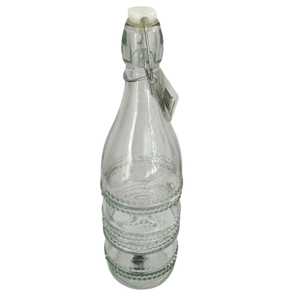 Stylesetter Clear Glass Beaded Dot Bottle with Swing Top Tight Seal Stopper - Picture 4 of 16
